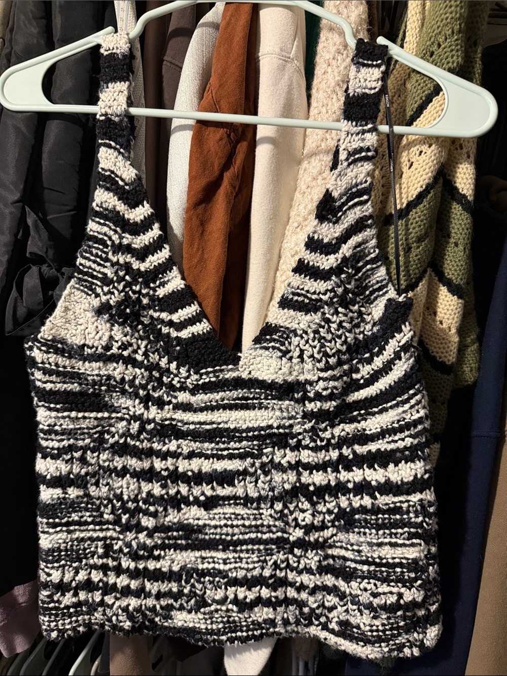 Mother brand Knit Black & White Striped Cropped Tank